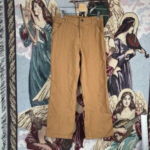 Carhartt Boys Youth Size 10 Brown Canvas Plaid Flannel Lined Carpenter Pants